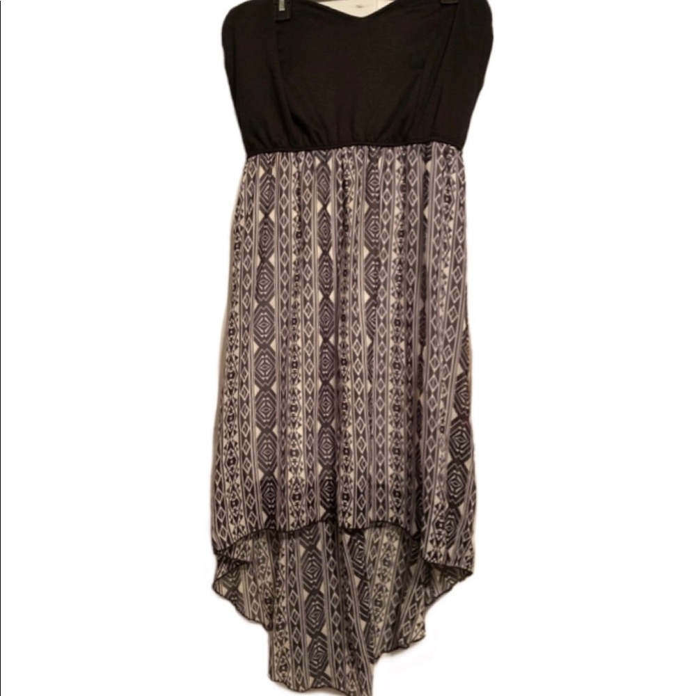 Strapless tribal hi low dress